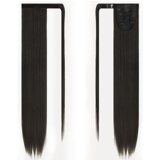 JJstar 70 cm egyenes póthaj, szintetikus hajhosszabbítás, fonáshoz, fekete-barna