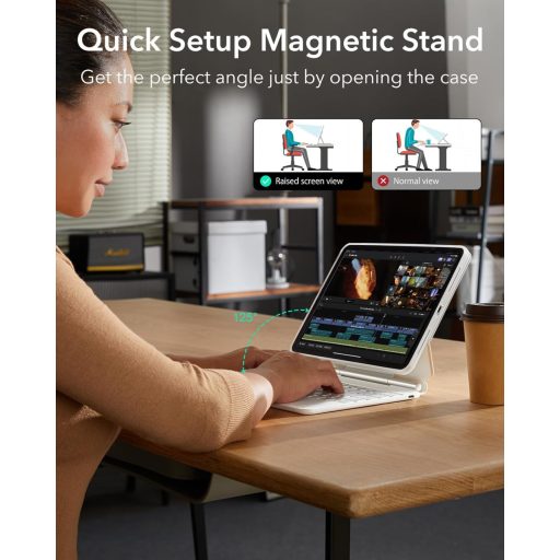 ESR iPad Air 11 hüvely billentyűzettel, mágneses állvánnyal, trackpad-del fehér