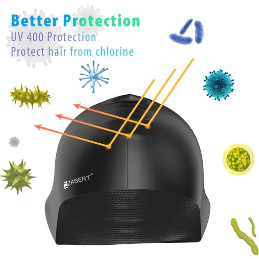 ZABERT 2 db Gyerek Úszósapka Fiúknak, Vízálló Szilikon Úszósapka Hosszú Hajhoz, Fekete és Kék