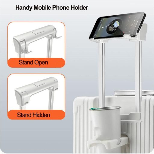 LANMOU Alumínium Keretes Kemény Héjú Bőrönd 20" - Kézi Poggyász USB Porttal, Pohártartóval, 4 Kerekű Utazóbőrönd TSA Zárral, 56 cm, Fehér