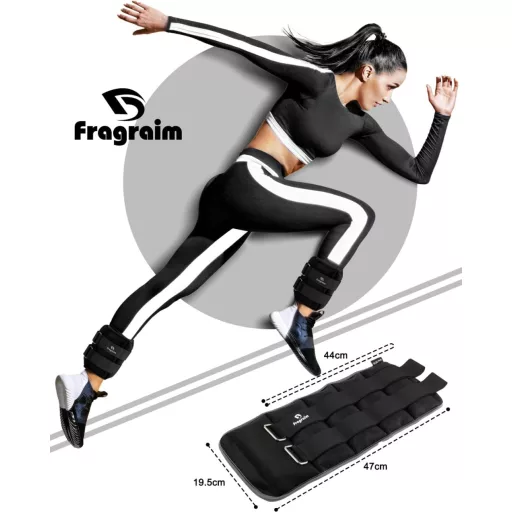 Fragraim Hmotnostné náramky a členkové závažia 0,5-5 kg - Nastaviteľné neoprénové závažia na zápästie a členky na tréning, beh, fitness - Čierne