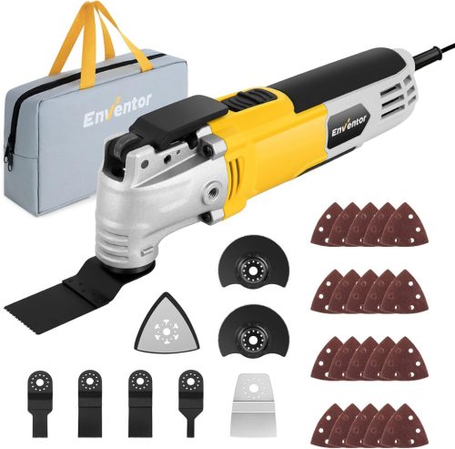 ENVENTOR 300W Oszcillációs Multifunkciós Szerszám 28 Tartozékkal - 6 Sebességfokozat, 15000-22000 RPM, 3° Rezgésszög, Vágás, Csiszolás, Polí
