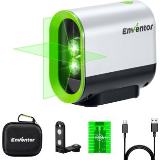   ENVENTOR zöld kereszt lézer szintezőlézeres szintmérő 50m mágneses tartóval