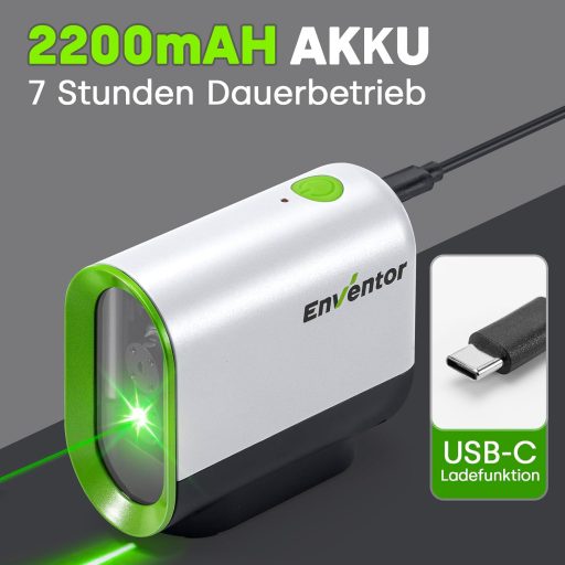 ENVENTOR zöld kereszt lézer szintezőlézeres szintmérő 50m mágneses tartóval