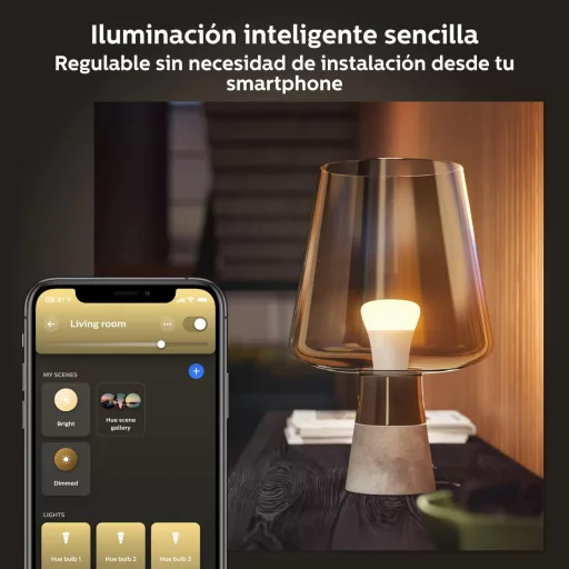 Philips Hue E27 okos LED izzó, dimmelhető meleg fény, Bluetooth, Alexa