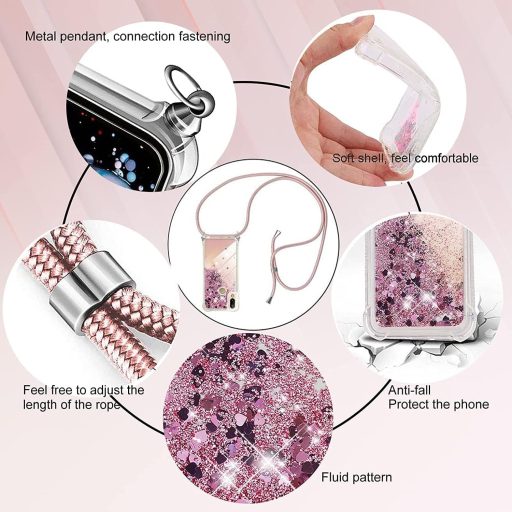 HomiTunky puzdro na telefón Xiaomi Redmi A1 s retiazkou, ružové, šnúrka na krk