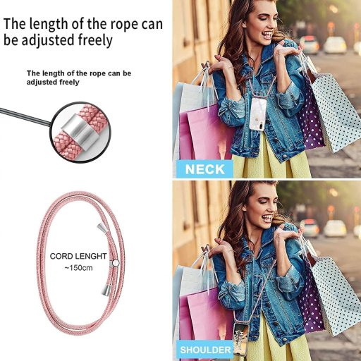 Husa de telefon HomiTunky Xiaomi Redmi A1 cu lanț, roz, tip șnur