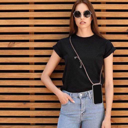 Husa de telefon HomiTunky Xiaomi Redmi A1 cu lanț, roz, tip șnur