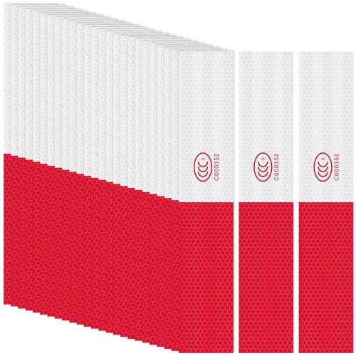 Bandă reflectorizantă roșu-albă pentru camioane, 50 bucăți, 5 x 27,9 cm