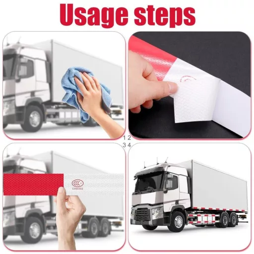 Červeno-biela odrazová páska na nákladné autá, 50 ks, 5x27,9 cm