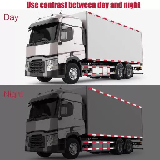 Červeno-biela odrazová páska na nákladné autá, 50 ks, 5x27,9 cm