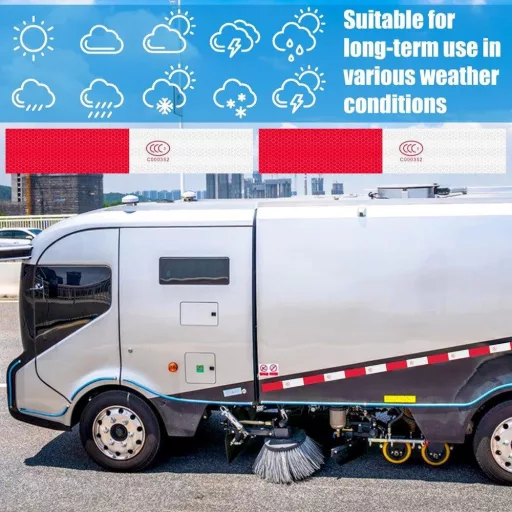 51 db Piros-Fehér Csíkos Öntapadó Fényvisszaverő Szalag, Figyelmeztető Jelölés Kamionokhoz és Pótkocsikhoz, 5 x 27.9 cm, Újracsomagolt termék