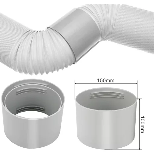 Zâmbet însorit 150 mm Adaptor Furtun Evacuare Aer Condiționat - Conector Aluminiu Clima Prelungire Tub Ventilare Cu Izolație Bună, Până la 5 Bar Presiune