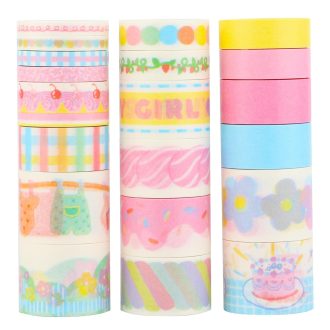   LGEGE Roza Ukrasna Washi Traka Set - 20 Rola, 5 Širina (5-25mm), Vodootporna Japanska Masking Traka za Scrapbooking, Bullet Journal