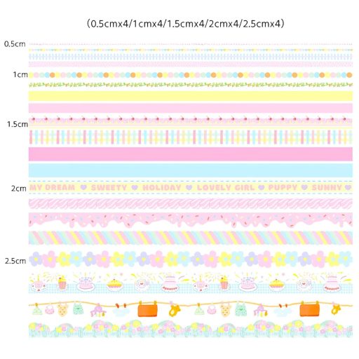 LGEGE Roza Ukrasna Washi Traka Set - 20 Rola, 5 Širina (5-25mm), Vodootporna Japanska Masking Traka za Scrapbooking, Bullet Journal