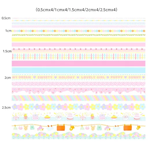 LGEGE Rózsaszín Washi Dekorációs Ragasztószalag Szett - 20 Tekercs, 5 Szélesség (5-25mm), Vízálló Japán Masking Tape Scrapbookinghoz, Bullet