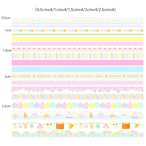 LGEGE Rózsaszín Washi Dekorációs Ragasztószalag Szett - 20 Tekercs, 5 Szélesség (5-25mm), Vízálló Japán Masking Tape Scrapbookinghoz, Bullet