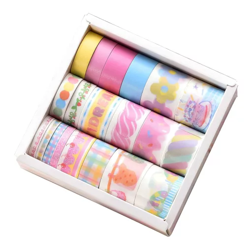 LGEGE Rózsaszín Washi Dekorációs Ragasztószalag Szett - 20 Tekercs, 5 Szélesség (5-25mm), Vízálló Japán Masking Tape Scrapbookinghoz, Bullet
