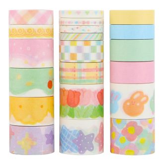   LGEGE Set ukrasnih washi traka - 20 rola, 5 širina (5-25mm), japanska masking tape za scrapbook, bullet journal, za poklon