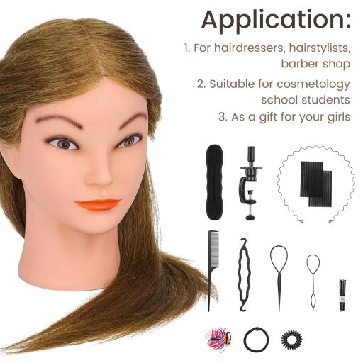 TopDirect 45 cm Gyakorló Fejmodell Fodrász Mannequin Világosbarna Hajformázáshoz Csipesszel