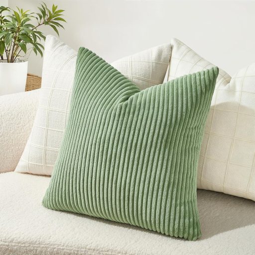 Topfinel Zelená menčestrová obliečka na vankúš 50x50 cm, 2 ks, pruhovaný vzor