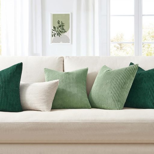 Topfinel Zelená menčestrová obliečka na vankúš 50x50 cm, 2 ks, pruhovaný vzor