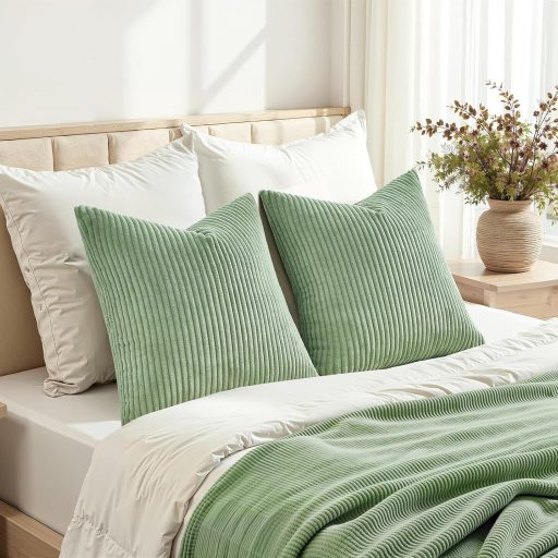 Topfinel Zelená menčestrová obliečka na vankúš 50x50 cm, 2 ks, pruhovaný vzor