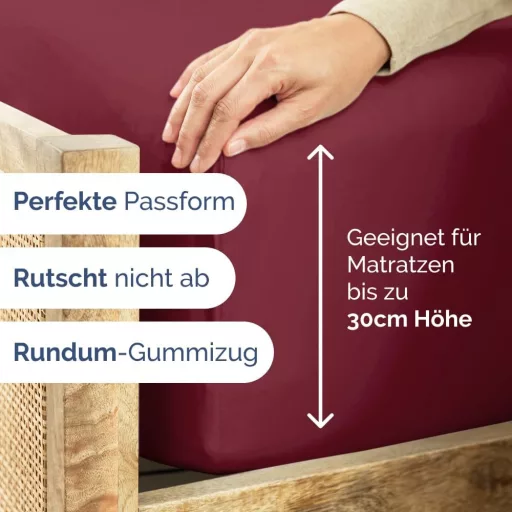Cearceaf cu elastic CGK Unlimited, vișiniu, 135x190 cm - Lenjerie de pat din microfibră pentru saltele de până la 30 cm înălțime - Cearceaf moale, rezistent la șifonare și respirabil