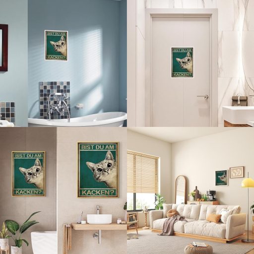 LongZYU Macska WC Dekoráció Vintage Plakát 32x23 cm Fürdőszoba Falképe