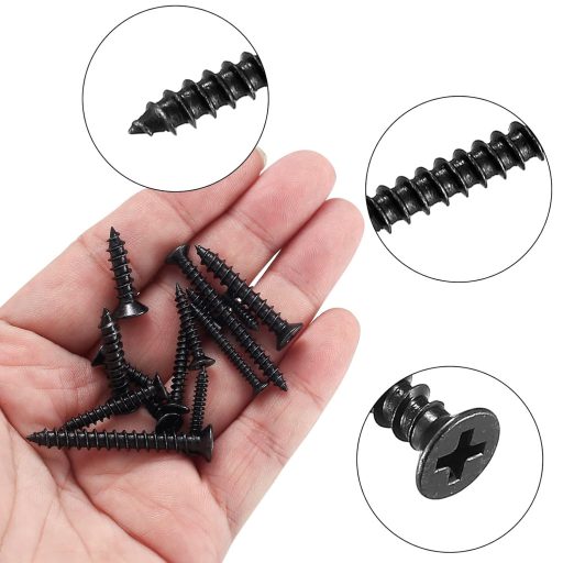 JinZeYou 420 darabos önmetsző csavar szett M3/M4/M5 fekete lapos fejű faforgácslemez bútor