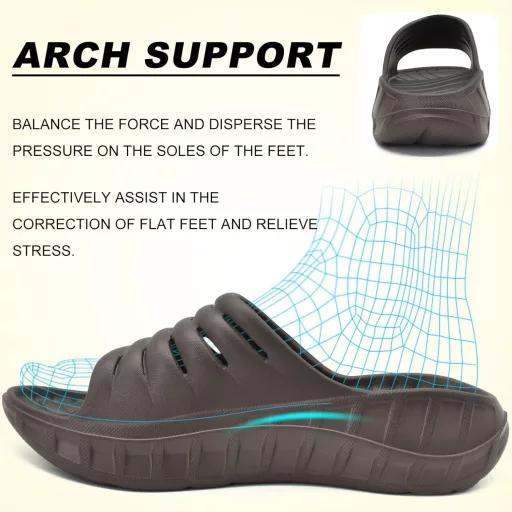 Șlapi ortopedici pentru bărbați KuaiLu pentru dureri de călcâi - Sandale sport ușoare, cu vârf deschis, pentru plajă și piscină vara