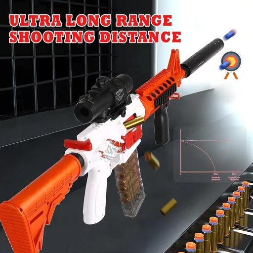 Pistol de Jucărie Electric SK MISS, Armă Automată cu 2 Moduri pentru Copii, cu Accesorii