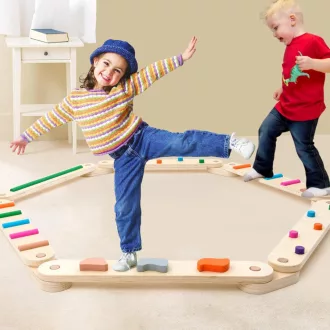   Forroby Fa Egyensúlyozó Gerenda Sárga Montessori Játék Gyerekeknek