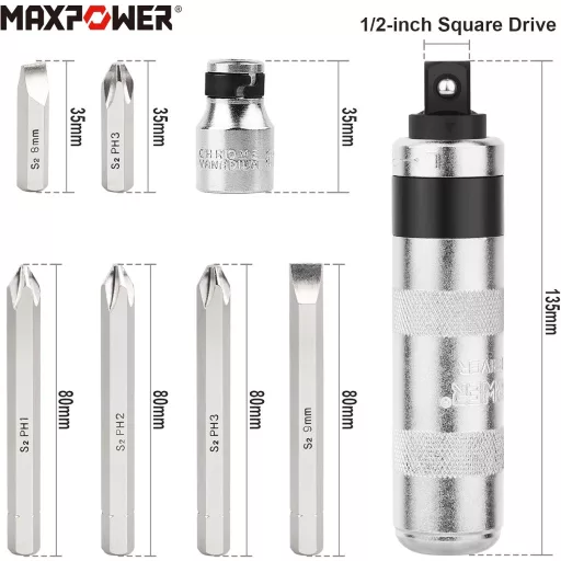 MAXPOWER Racsnis Csavarhúzó Készlet 8 Részes Forgásirány Váltóval