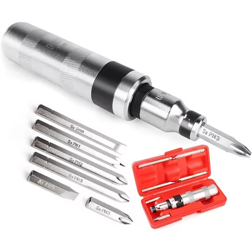 Set șurubelniță cu clichet MAXPOWER, 8 piese, cu schimbător de direcție.