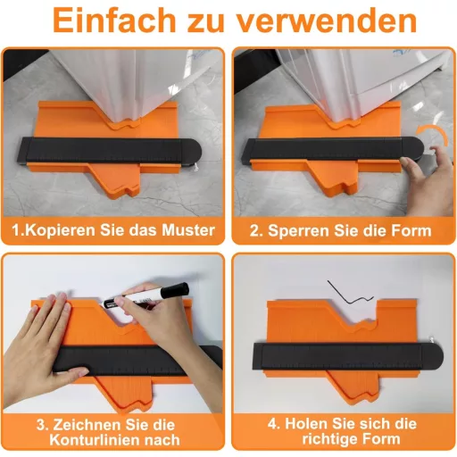 MECHEER Kontúrmérő Eszköz 25 cm Zárható - Profilmásoló Sablon Laminált Padlóhoz, Szőnyeghez, Fához - Asztalos Jelölő Szerszám Férfiaknak