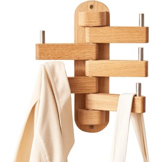   OAKERLAND Tölgy Falra Szerelhető Kabátakasztó 5 Horgos Fa Ruhaakasztó