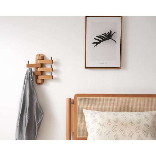 OAKERLAND Tölgy Falra Szerelhető Kabátakasztó 5 Horgos Fa Ruhaakasztó