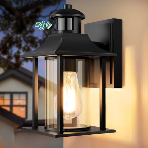 Lampă de perete pentru exterior Lamomo cu senzor de mișcare - Corp de iluminat LED din aluminiu impermeabil IP23 cu 3 moduri de iluminare pentru grădină, terasă, garaj