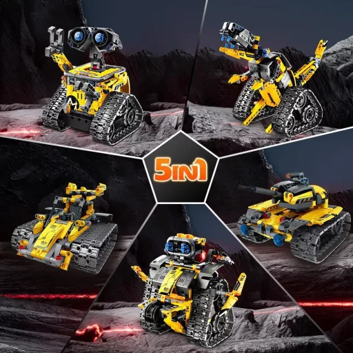 INSOON Technik Robot Joc de Construit 5 în 1, cu Aplicație și Telecomandă, Robot de Perete, Tanc, Dinozaur, Jucărie RC pentru Copii de 6-12+ Ani, 520 de Piese