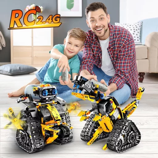 INSOON Technik Robot Joc de Construit 5 în 1, cu Aplicație și Telecomandă, Robot de Perete, Tanc, Dinozaur, Jucărie RC pentru Copii de 6-12+ Ani, 520 de Piese