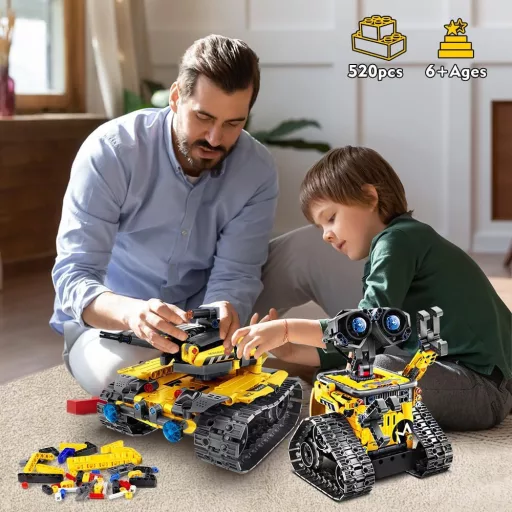 INSOON Technik Robot Építőjáték 5-az-1-ben Applikációs és Távirányítós Fal Robot Tank Dinoszaurusz RC Játék 6-12+ Éveseknek 520 Darabos
