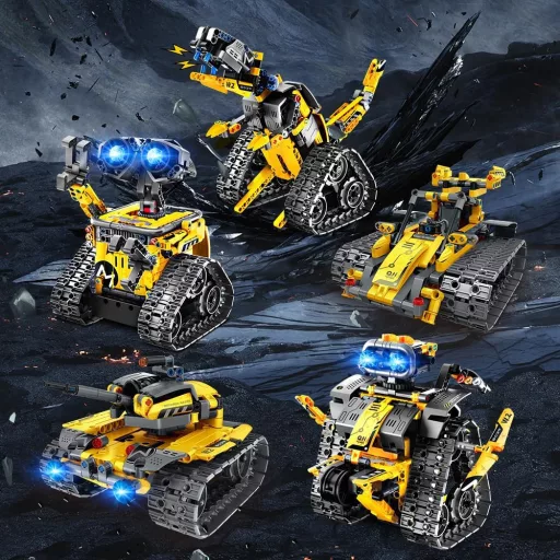 INSOON Technik Robot Joc de Construit 5 în 1, cu Aplicație și Telecomandă, Robot de Perete, Tanc, Dinozaur, Jucărie RC pentru Copii de 6-12+ Ani, 520 de Piese