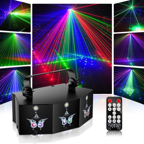 propulsion Life DMX RGB Diszkó Fényjáték - 9 Lencsés LED Parti Lámpa Hangvezérléssel, Távirányítóval - Esküvőre, Születésnapra, Klubokba, Re