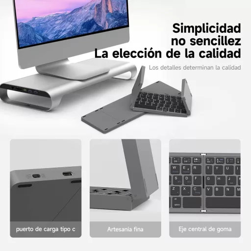 Tastatură portabilă pliabilă fără fir BRIMFORD cu layout spaniol