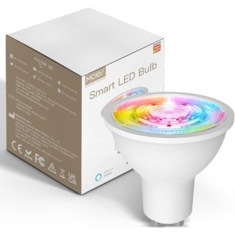   Bec inteligent ZigBee GU10 RGB MOES - Colorat, Dimabil, 5W, Compatibil Alexa și Google, Control vocal, Sincronizare muzică