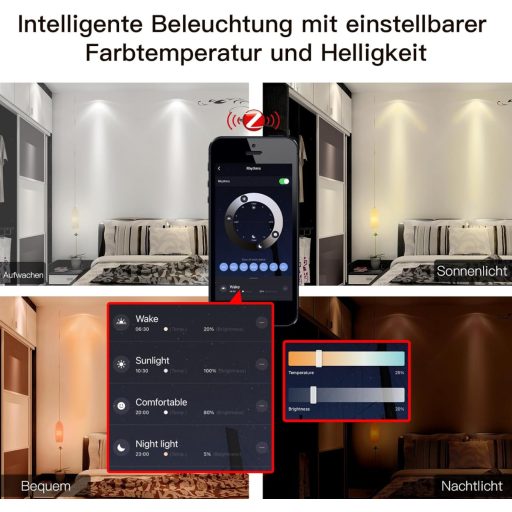 Bec inteligent ZigBee GU10 RGB MOES - Colorat, Dimabil, 5W, Compatibil Alexa și Google, Control vocal, Sincronizare muzică