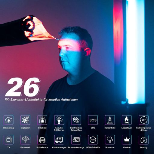 VILTROX H18 RGB LED lámpa stick 2800-6800K dimmer tripod állvánnyal YouTube TikTok streaming