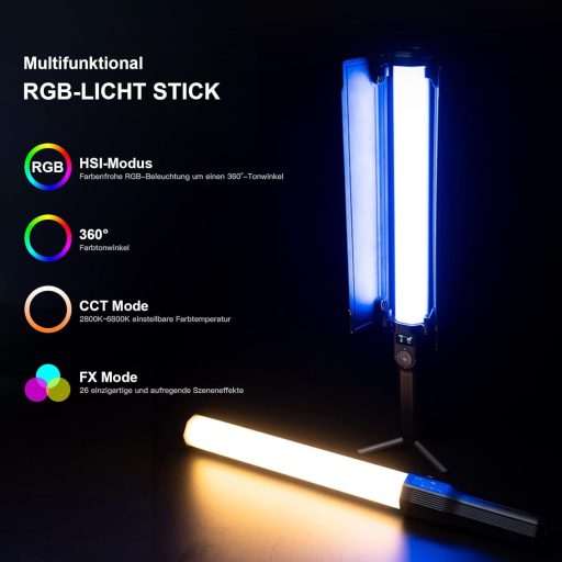 VILTROX H18 RGB LED lámpa stick 2800-6800K dimmer tripod állvánnyal YouTube TikTok streaming