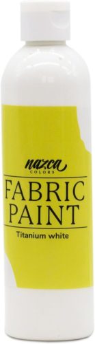 Vopsea textilă albă Nazca Colors 250ml - Pentru vopsirea hainelor și a pielii, decorarea tricourilor, a blugilor, a genților, a pantofilor - Putere de acoperire excelentă, lavabilă